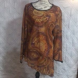 Vior Collection XL brown orange autumn blouse